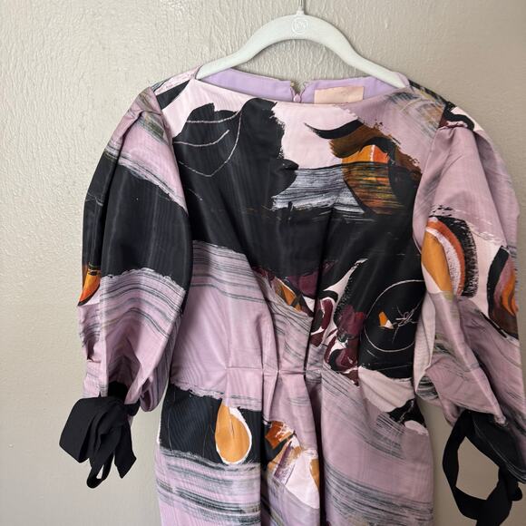 Roksanda EOS Puff Sleeve Moire Dress Size 6 Casual midi short sleeve - Picture 3 of 10